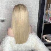 FHP Parrucca full lace bionda platino con radice marrone