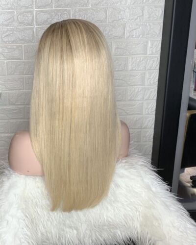 FHP Parrucca full lace bionda platino con radice marrone